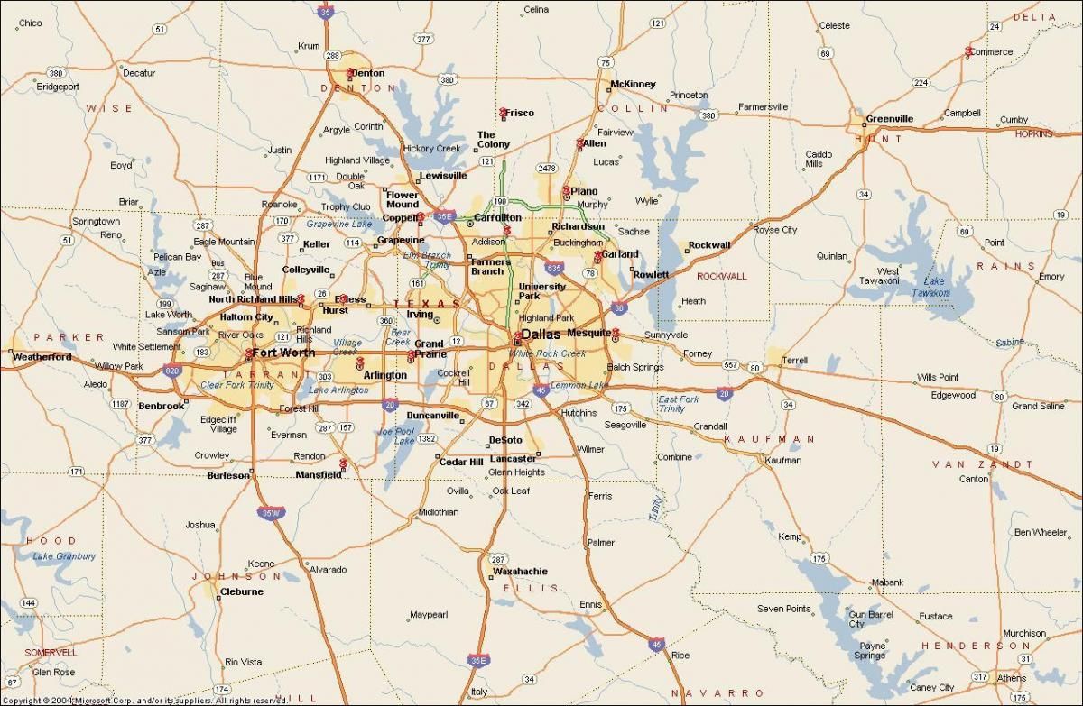 Map of the Dallas–Fort Worth mosquito control service area